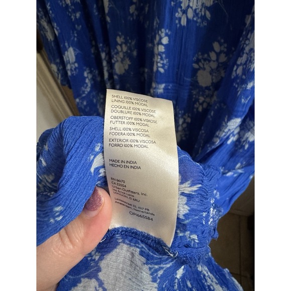 Anthropologie Marais Chiffon Lined Maxi Dress Royal Blue Floral Boho Plus 2X - Picture 11 of 11